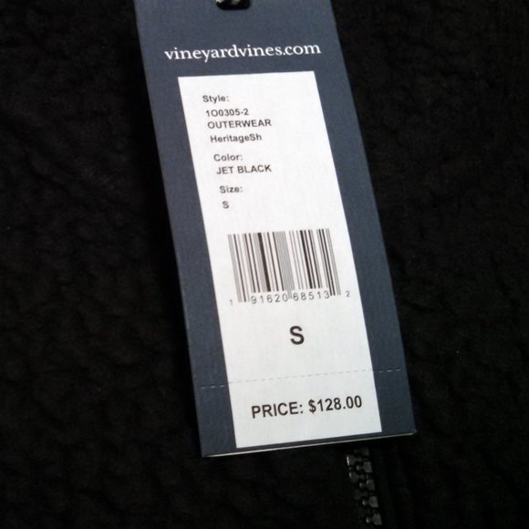 Vineyard Vines Sherpa Fleece Vest Full Zip Black - Picture 3 of 7